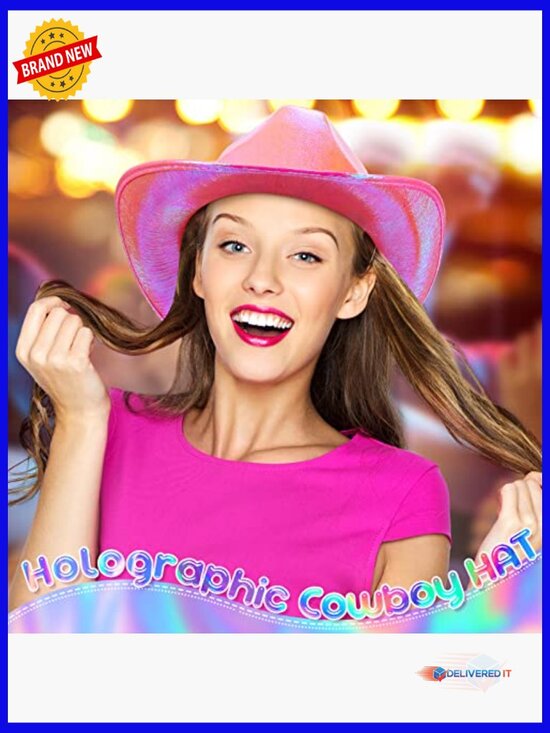6 Holographic Cowboy Hats for Women Disco Party Costume